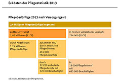 Pflegebedürftige nach Versorgungsart 2013 (Grafik: Destatis) Pflegebedürftige nach Versorgungsart 2013 (Grafik: Destatis)
