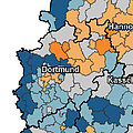 Regionale Verteilung des prozentualen Anteils Pflegebedürftiger mit vollstationärer Pflege (Bild: AGP Sozialforschung) Regionale Verteilung des prozentualen Anteils Pflegebedürftiger mit vollstationärer Pflege (Bild: AGP Sozialforschung)
